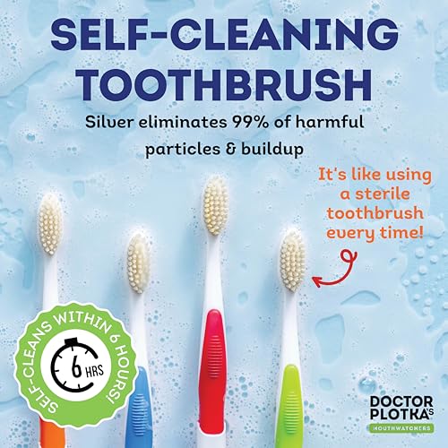 MOUTHWATCHERS Dr Plotkas Extra Soft Flossing Toothbrush Manual Soft Toothbrush for Adults Ultra CleanToothbrush Good for Sensitive Teeth and Gums 2 Pack - Colors May Vary