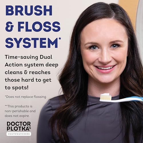 MOUTHWATCHERS Dr Plotkas Extra Soft Flossing Toothbrush Manual Soft Toothbrush for Adults Ultra CleanToothbrush Good for Sensitive Teeth and Gums 2 Pack - Colors May Vary