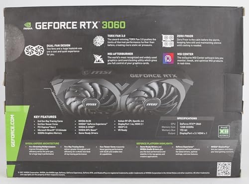 MSI Gaming GeForce RTX 3060 12GB 15 Gbps GDRR6 192-Bit HDMI/DP PCIe 4 Torx Twin Fan Ampere OC Graphics Card