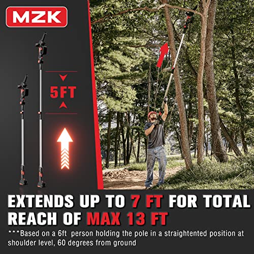 MZK 2-in-1 Cordless Pole Saw & Mini Chainsaw with 3 Replacement Chain for Tree Trimming
