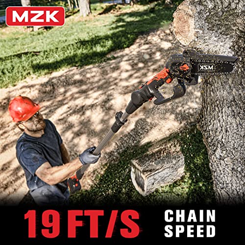 MZK 2-in-1 Cordless Pole Saw & Mini Chainsaw with 3 Replacement Chain for Tree Trimming