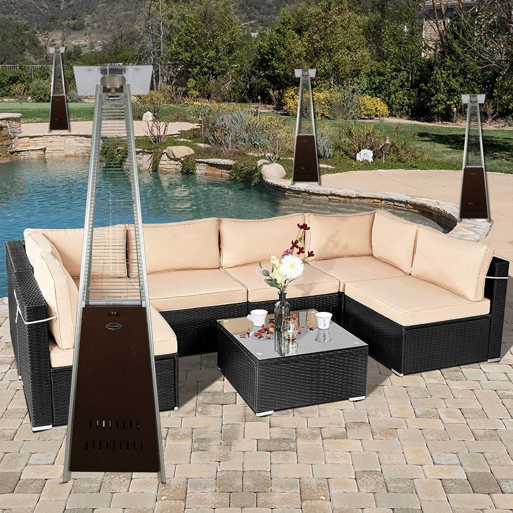 NAVINE Outdoor Propane Heater 48,000 BTU with Detachable Table and Wheels, Stainless Steel, Safety Features