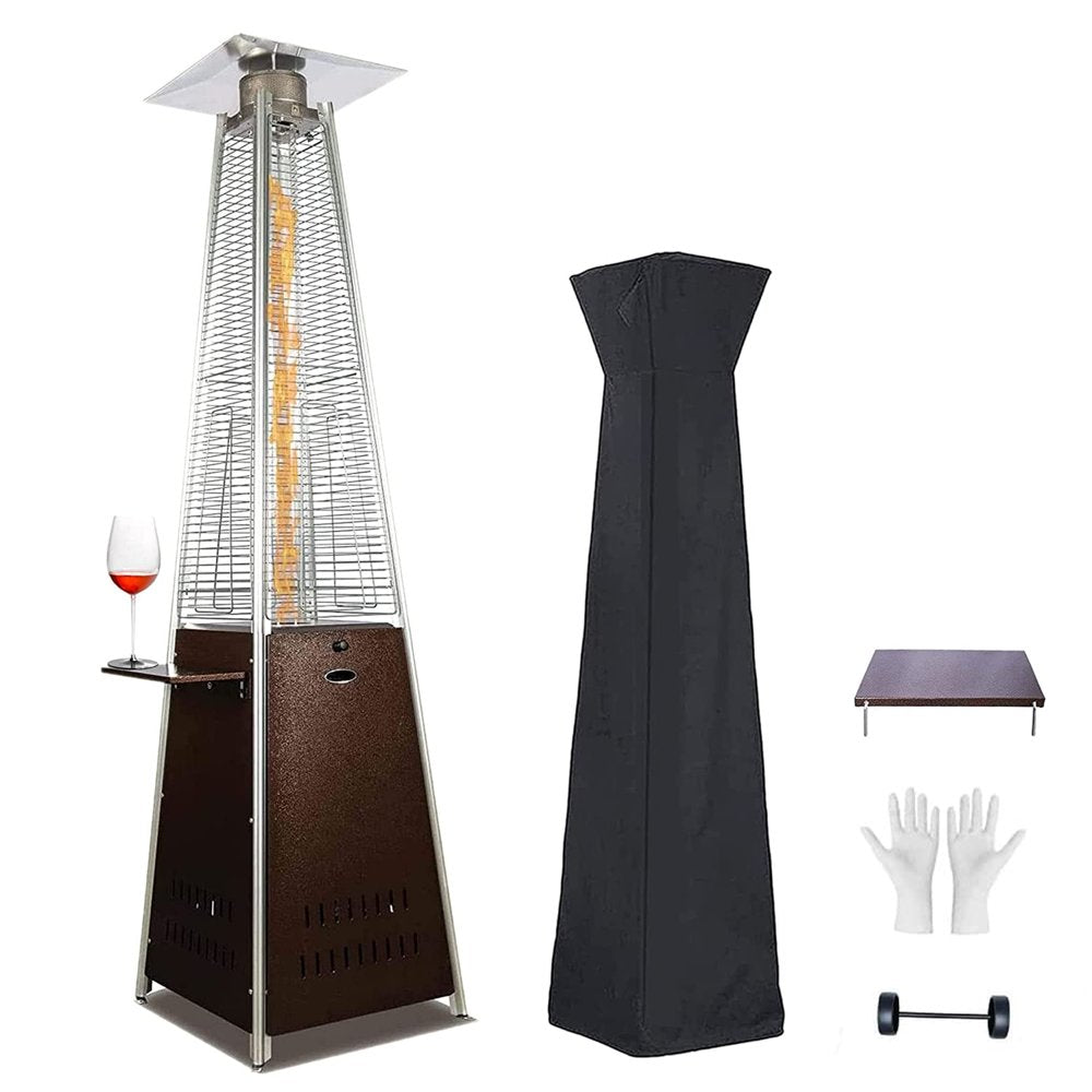 NAVINE Outdoor Propane Heater 48,000 BTU with Detachable Table and Wheels, Stainless Steel, Safety Features