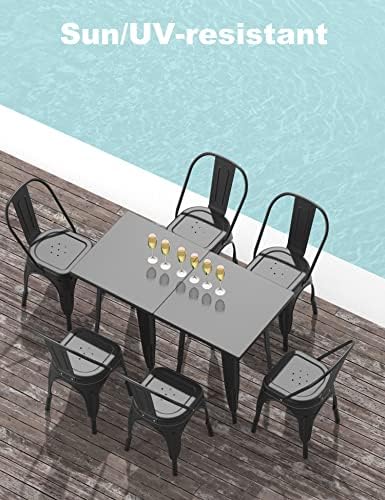 Nazhura Metal Dining Chair Farmhouse Tolix Style for Kitchen Dining Room Café Restaurant Bistro Patio  18 Inch  Stackable  Waterproof Indoor/Outdoor (Sets of 4) (Black)