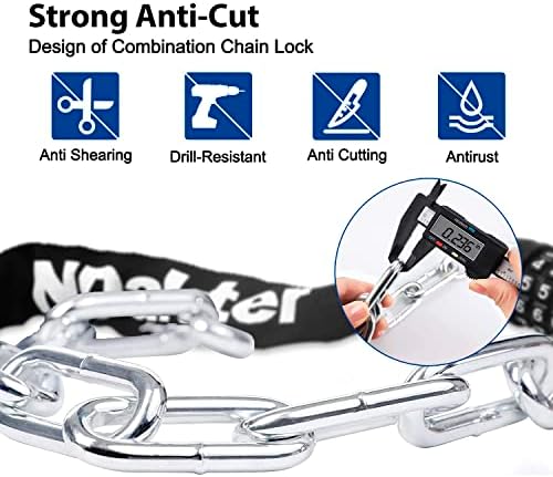 NDakter Bike Chain Lock  5 Digit Combination Heavy Duty Anti Theft Bicycle Chain Lock  3.2/4.27 Feet Long Security Resettable Bike Locks for Bike  Bicycle  Scooter  Motorcycle  Door  Gate  Fence