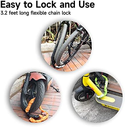NDakter Bike Chain Lock  5 Digit Combination Heavy Duty Anti Theft Bicycle Chain Lock  3.2/4.27 Feet Long Security Resettable Bike Locks for Bike  Bicycle  Scooter  Motorcycle  Door  Gate  Fence