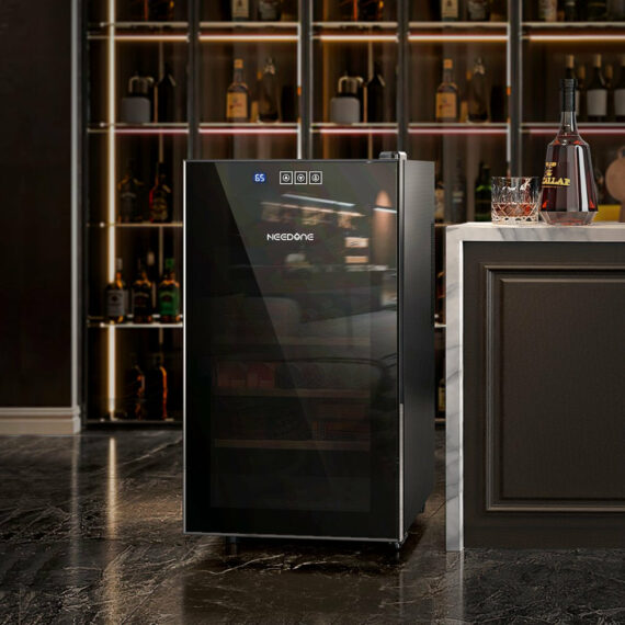 NEEDONE 48L Electric Cigar Humidor with Spanish Cedar Shelves & Drawer, 300 Capacity, Touch Control, Quiet Operation