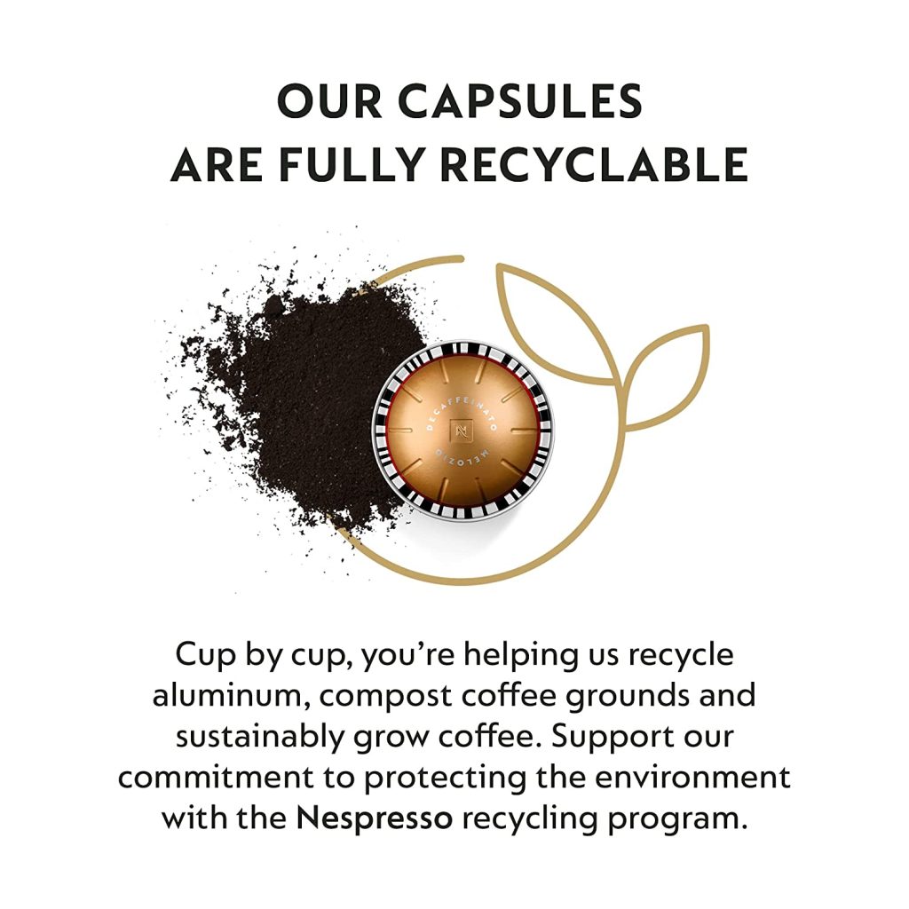 Nespresso Vertuo Melozio Decaffeinato Medium Roast Coffee Capsules, 30 Count, Compatible with Vertuo Machines