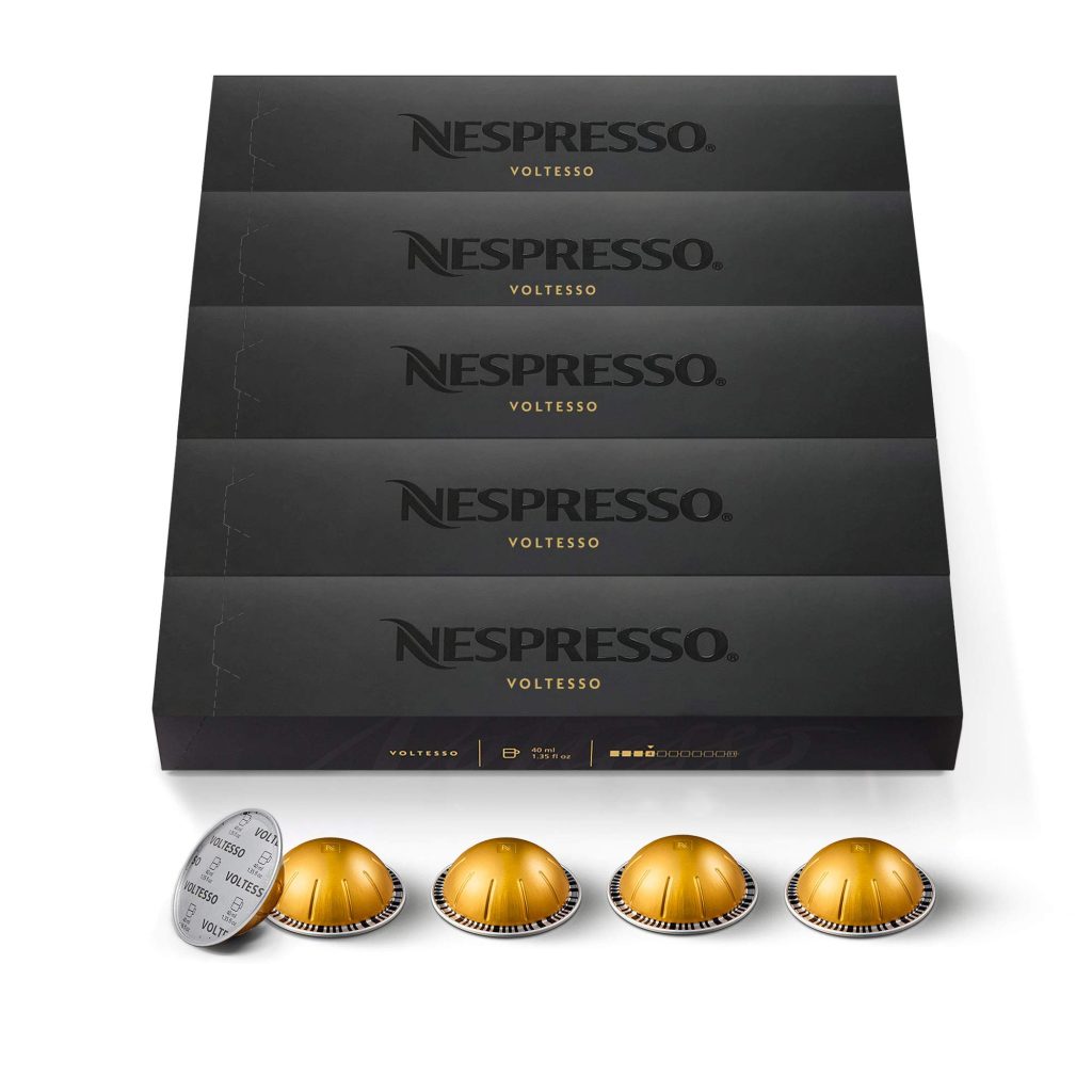 Nespresso Vertuo Voltesso Mild Roast Espresso Capsules, 50-Count, 1.35oz Pods, For Vertuo Machines