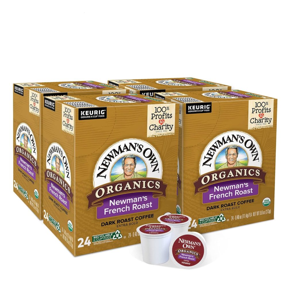 Newman's Own Organics French Roast Dark Coffee K-Cup Pods, 96 Count, USDA Organic, Keurig Compatible