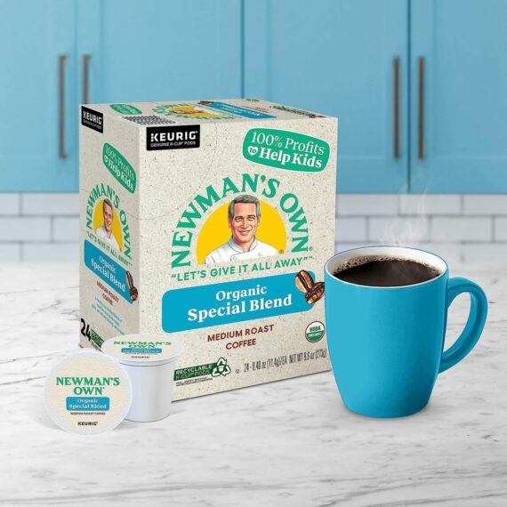 Newman's Own Organics Medium Roast Coffee K-Cup Pods, 96 Count, USDA Organic, Fair Trade Certified