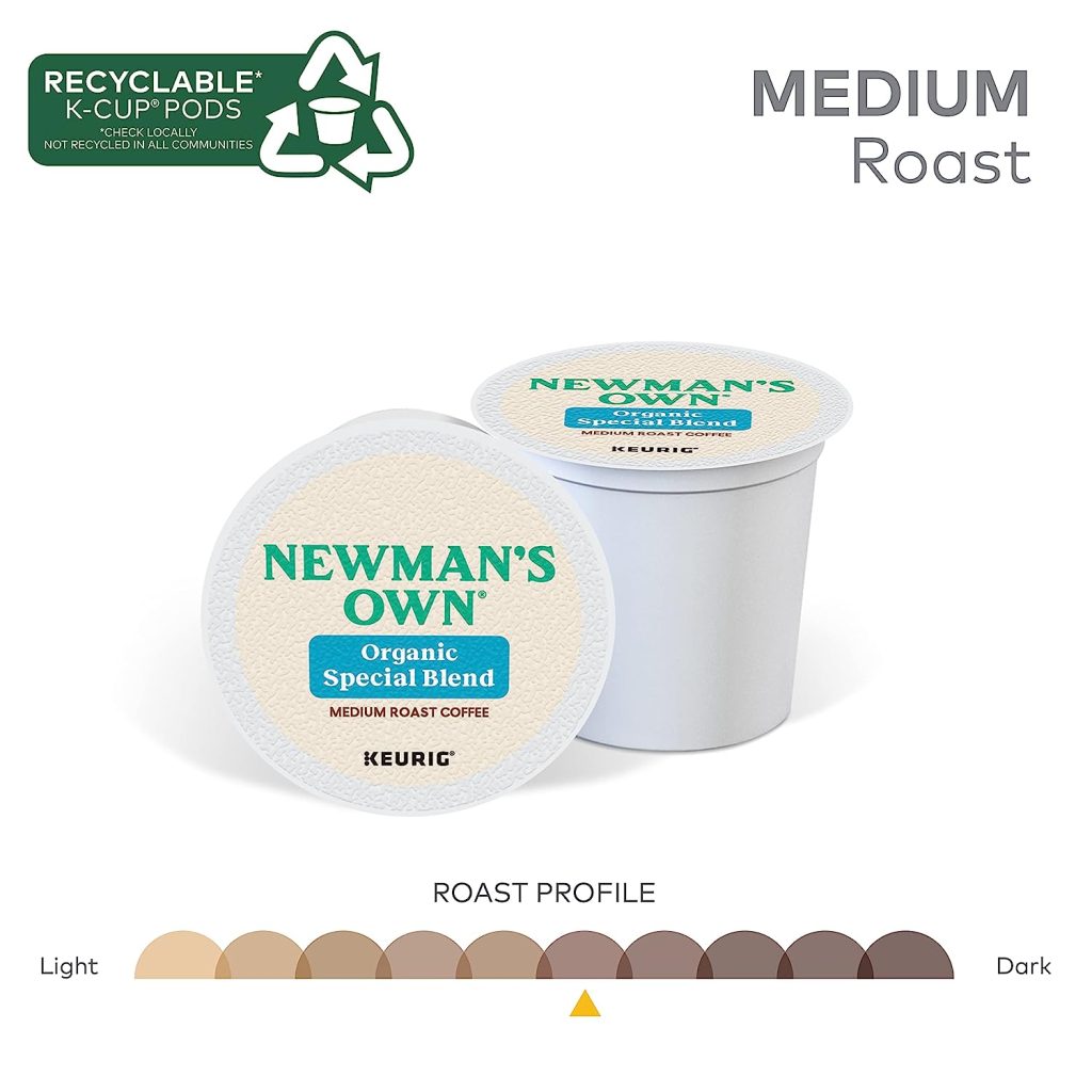 Newman's Own Organics Medium Roast Coffee K-Cup Pods, 96 Count, USDA Organic, Fair Trade Certified