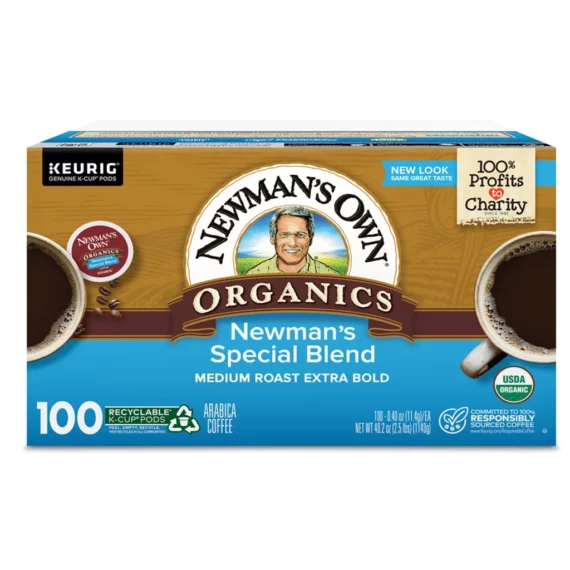 Newman's Own Organics Special Blend Coffee K-Cup Pods, 100 ct, USDA Organic, Fair Trade Certified