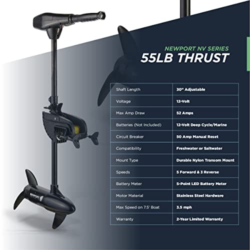 Newport Thrust Saltwater Transom Mounted Trolling Electric Motor w/LED