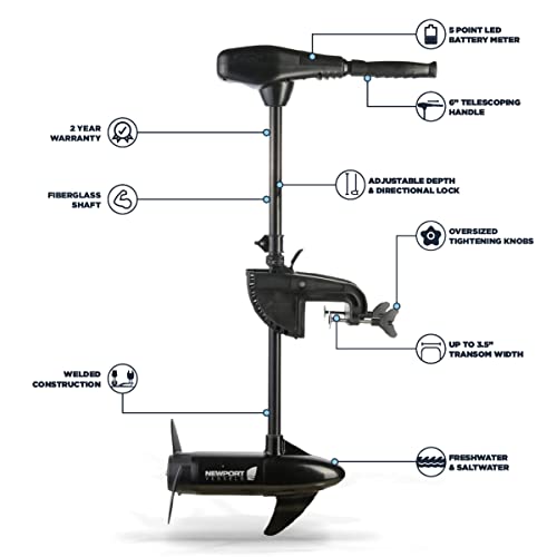 Newport Thrust Saltwater Transom Mounted Trolling Electric Motor w/LED