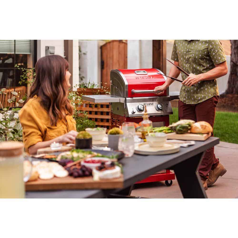 Nexgrill Deluxe 2-Burner Propane Gas Grill, Red - Stainless Steel, 28,000 BTUs, Compact Design