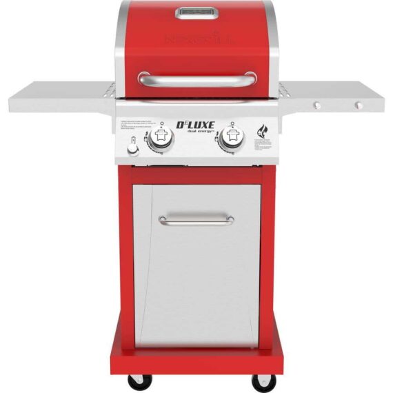 Nexgrill Deluxe 2-Burner Propane Gas Grill, Red - Stainless Steel, 28,000 BTUs, Compact Design