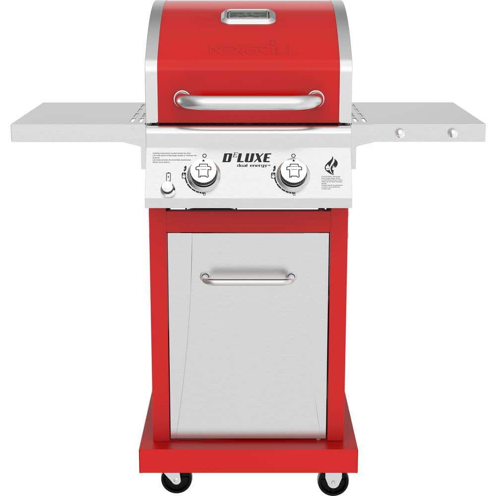 Nexgrill Deluxe 2-Burner Propane Gas Grill, Red - Stainless Steel, 28,000 BTUs, Compact Design
