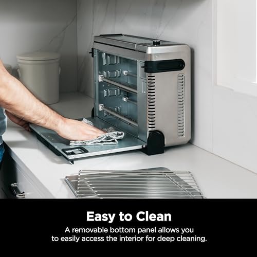 Ninja SP101 Digital Air Fry Countertop Oven with 8-in-1 Functionality  Flip Up & Away Capability for Storage Space  with Air Fry Basket  Wire Rack & Crumb Tray  Silver