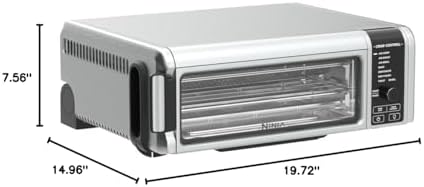 Ninja SP101 Digital Air Fry Countertop Oven with 8-in-1 Functionality  Flip Up & Away Capability for Storage Space  with Air Fry Basket  Wire Rack & Crumb Tray  Silver