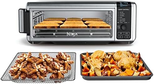 Ninja SP101 Digital Air Fry Countertop Oven with 8-in-1 Functionality  Flip Up & Away Capability for Storage Space  with Air Fry Basket  Wire Rack & Crumb Tray  Silver