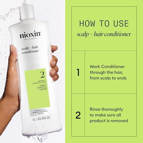 Nioxin System 2 Shampoo & Conditioner Prepack  Natural Treated Hair with Progressed Thinning  Pumps Included  33.8 fl oz (Packaging May Vary)
