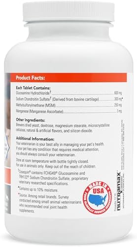 Nutramax Laboratories Cosequin Maximum Strength Joint Health Supplement for Dogs – With Glucosamine  Chondroitin  and MSM  132 Chewable Tablets