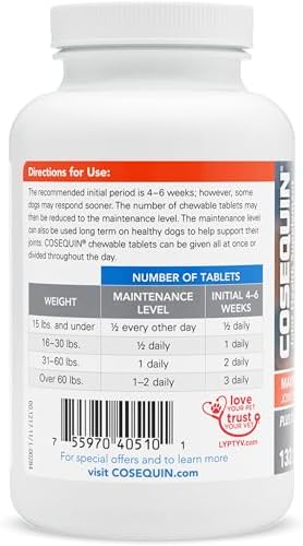 Nutramax Laboratories Cosequin Maximum Strength Joint Health Supplement for Dogs - With Glucosamine  Chondroitin  and MSM  132 Chewable Tablets
