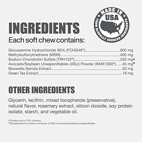 Nutramax Laboratories Dasuquin with MSM Joint Health Supplement for Small to Medium Dogs - With Glucosamine  MSM  Chondroitin  ASU  Boswellia Serrata Extract  and Green Tea Extract  84 Soft Chews