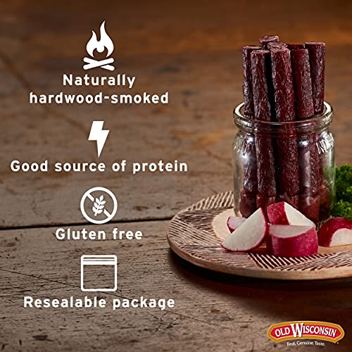 Old Wisconsin Turkey Sausage Snack Sticks  Naturally Smoked  Ready to Eat  High Protein  Low Carb  Keto  Gluten Free  Counter Box  42 Individually Wrapped Sticks