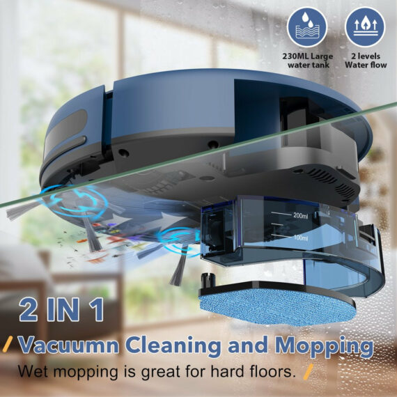 ONSON Robot Vacuum & Mop Combo, 1400Pa Suction, Alexa Compatible, Smart Sensors, 100 Min Runtime
