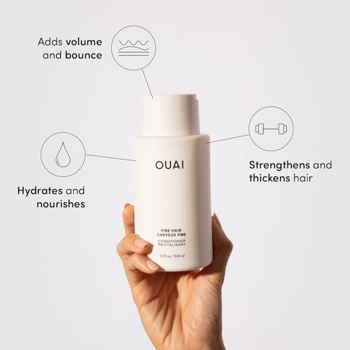 OUAI Fine Shampoo and Conditioner Set - Sulfate Free Shampoo and Conditioner for Fine Hair - Made with Keratin  Marshmallow Root  Shea Butter & Avocado Oil - Free of Parabens & Phthalates (10 Fl Oz)