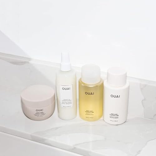 OUAI Fine Shampoo and Conditioner Set - Sulfate Free Shampoo and Conditioner for Fine Hair - Made with Keratin  Marshmallow Root  Shea Butter & Avocado Oil - Free of Parabens & Phthalates (10 Fl Oz)