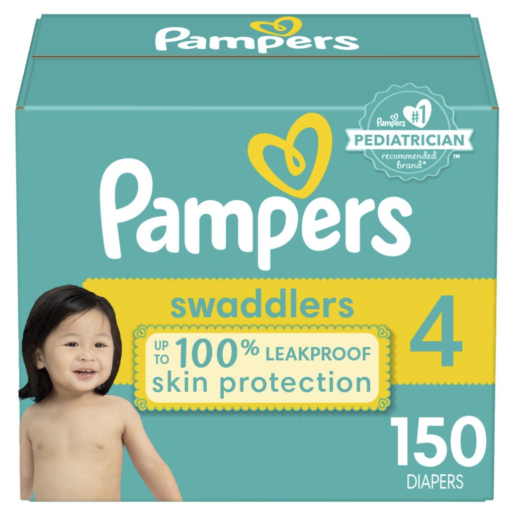 Pampers Swaddlers Size 4 Diapers, 150 Count - Hypoallergenic, Leakproof Protection