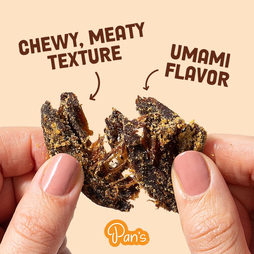 Pan's Mushroom Jerky  Organic  Vegan Snacks  Mushrooms Shitake  Meatless Jerky  Gluten Free  High in Fiber  Variety pack of Original  Zesty Thai  Salt & Pepper  BBQ (2.2 Ounce  Pack of 4)