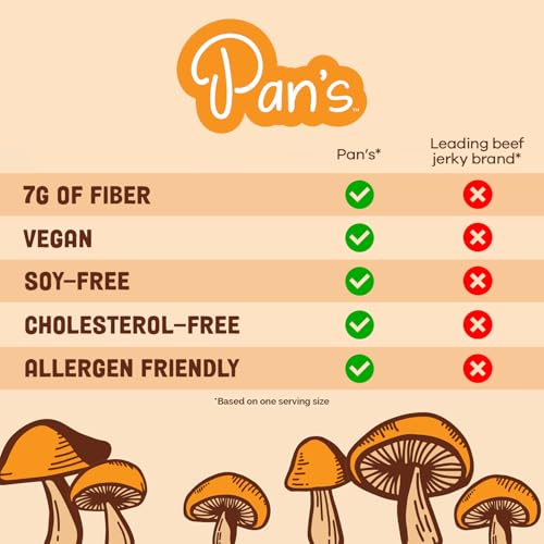 Pan's Mushroom Jerky  Organic  Vegan Snacks  Mushrooms Shitake  Meatless Jerky  Gluten Free  High in Fiber  Variety pack of Original  Zesty Thai  Salt & Pepper  BBQ (2.2 Ounce  Pack of 4)