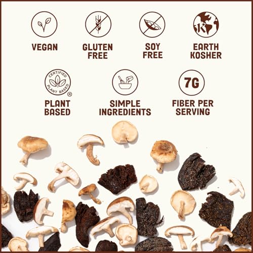 Pan’s Mushroom Jerky  Organic  Vegan Snacks  Mushrooms Shitake  Meatless Jerky  Gluten Free  High in Fiber  Variety pack of Original  Zesty Thai  Salt & Pepper  BBQ (2.2 Ounce  Pack of 4)