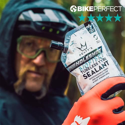 Peaty's Holeshot Biofibre Tubeless TIre Sealant Fast Acting Puncture Repair Seals up to 6mm Holes for MTB Road and Gravel Bikes uses Biodegradable Sealing Fibres 1 Liter