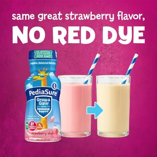 PediaSure Grow & Gain With Immune Support  Kids Protein Shake  27 Minerals & Vitamins for Kids  7g Protein  Helps Kids Catch Up On Growth  Non-GMO  Gluten-Free  Strawberry  8-fl-oz Bottle  Pack of 24