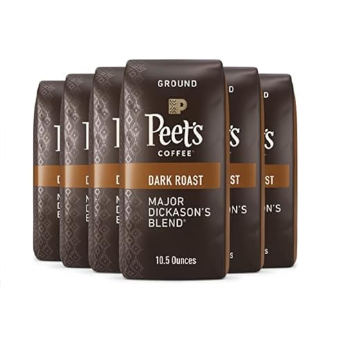Peet's Coffee  Dark Roast Ground Coffee - Major Dickason's Blend 63 Ounces 10.5 Ounce (Pack of 6)