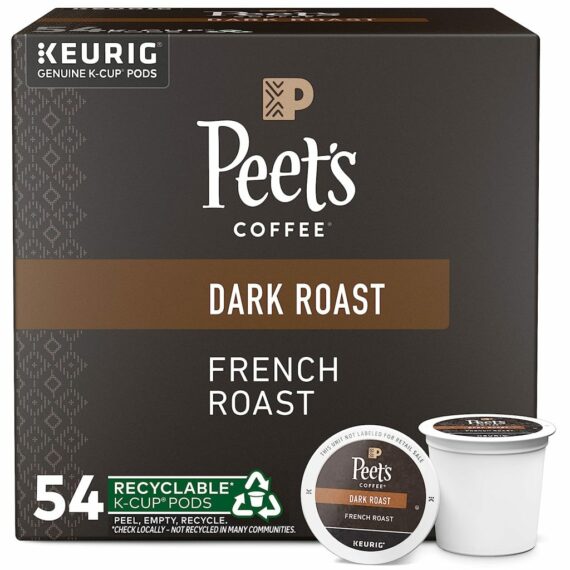 Peet’s Coffee French Roast Dark Roast K-Cup Pods, 54 Count for Keurig Coffee Maker