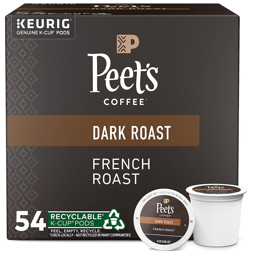 Peet’s Coffee French Roast Dark Roast K-Cup Pods, 54 Count for Keurig Coffee Maker