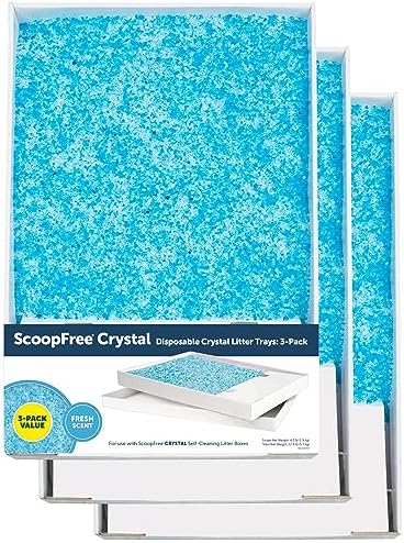 PetSafe ScoopFree Crystal Cat Litter Tray Refills – Fresh Scent  3-Pack – Disposable Tray – Includes Leak Protection & Low Tracking Litter – Absorbs Odors On Contact
