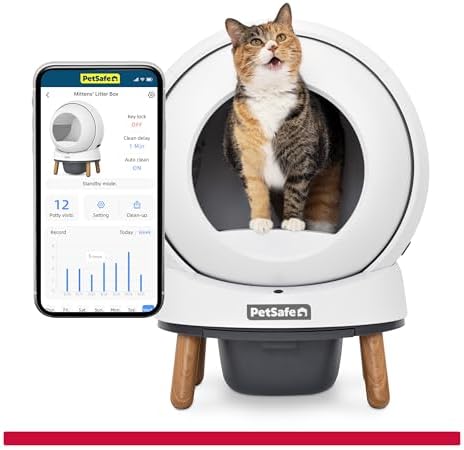PetSafe ScoopFree SmartSpin Automatic Self-Cleaning Cat Litter Box – Advanced Odor Control – App Controlled with Health Monitoring – Works with Any Litter – Up to 2 Weeks of Hands-Free Cleaning