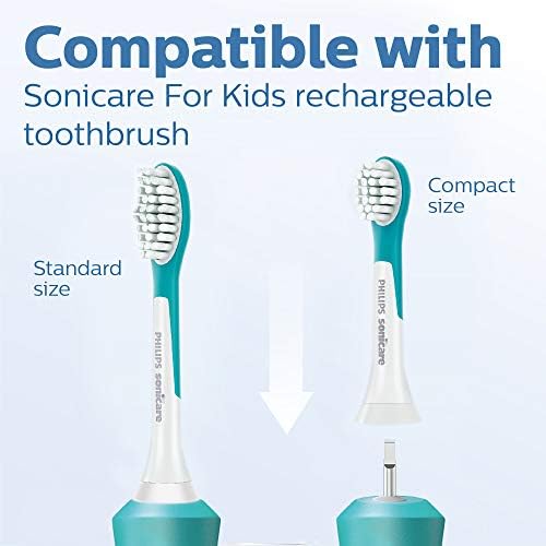 Philips Sonicare for Kids 7+ Genuine Replacement Toothbrush Heads  2 Brush Heads  Turquoise and White  Standard  HX6042/94