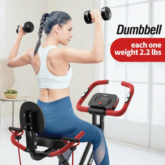 Pooboo X819 Foldable Exercise Bike, 8-Level Magnetic Resistance, LCD Monitor, 300-350lb Capacity, Indoor Cycling Fitness Equipment