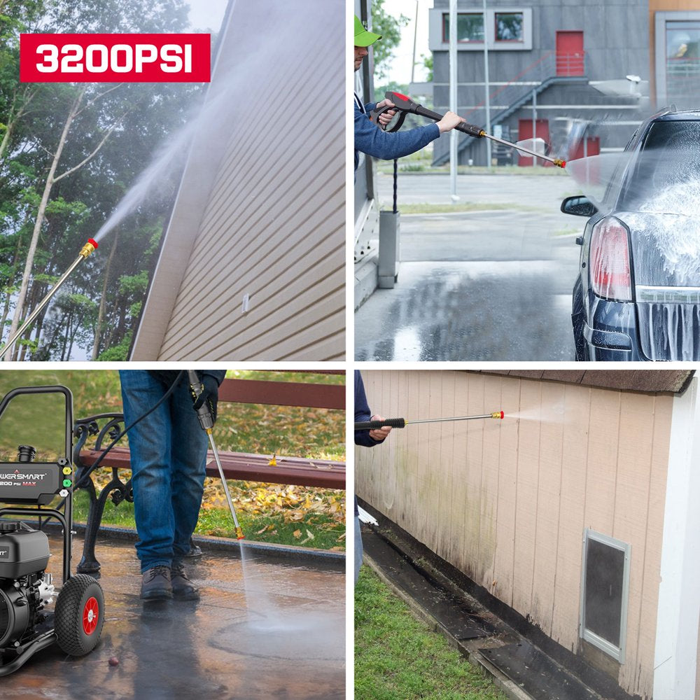 PowerSmart 3200PSI Gas Pressure Washer with 5 Nozzles & Soap Tank