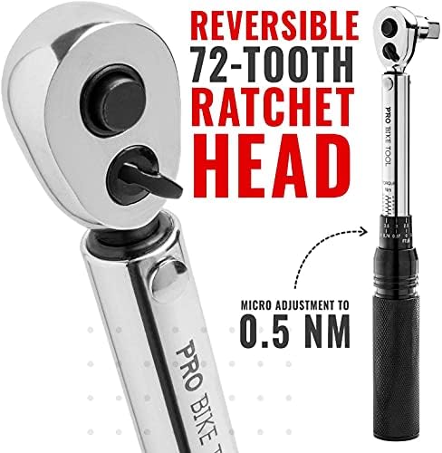 PRO BIKE TOOL 3/8 Inch Drive Click Torque Wrench Set  10 to 60 Nm – Bicycle Maintenance Kit for Road & Mountain Bikes - Motorcycle Multitool - 1/2" & 1/4" Adapters  Extension Bar and Storage Box