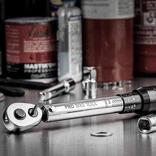 PRO BIKE TOOL 3/8 Inch Drive Click Torque Wrench Set  10 to 60 Nm – Bicycle Maintenance Kit for Road & Mountain Bikes - Motorcycle Multitool - 1/2" & 1/4" Adapters  Extension Bar and Storage Box