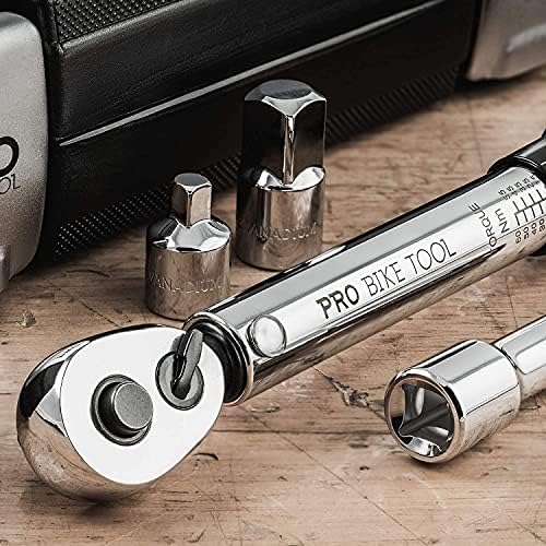 PRO BIKE TOOL 3/8 Inch Drive Click Torque Wrench Set  10 to 60 Nm – Bicycle Maintenance Kit for Road & Mountain Bikes - Motorcycle Multitool - 1/2" & 1/4" Adapters  Extension Bar and Storage Box